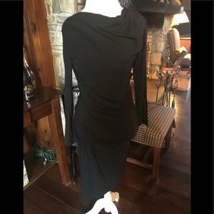 MM LaFleur black ruched dress.